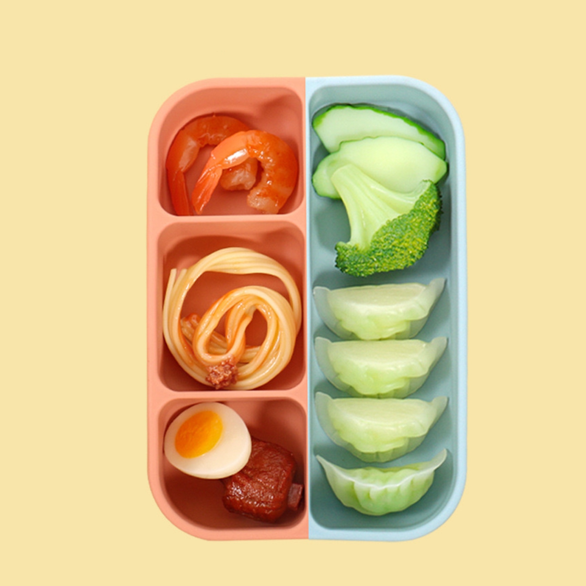 【客製】可微波矽膠四格便當盒