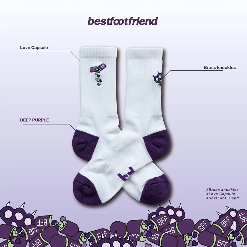 BFF Best foot Love Capsule愛心膠囊 刺繡 中筒襪 長襪【BF22022】