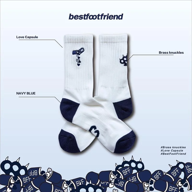 BFF Best foot Love Capsule愛心膠囊 刺繡 中筒襪 長襪【BF22022】