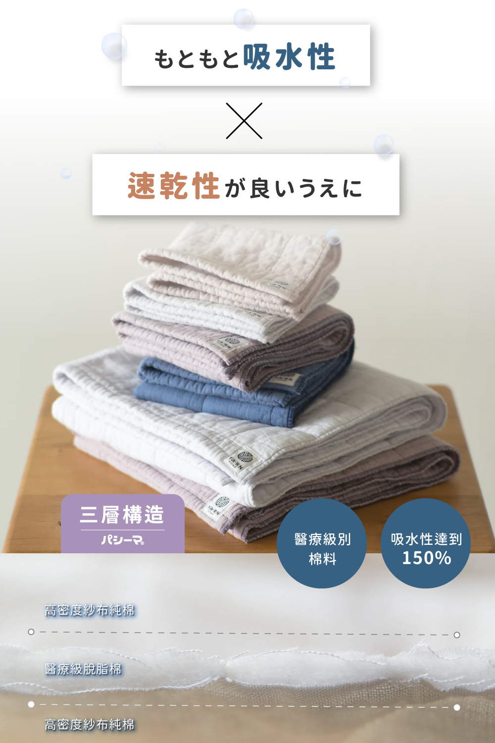 《YARN HOME》UKIHA 日本製純棉針織格紋小手巾
