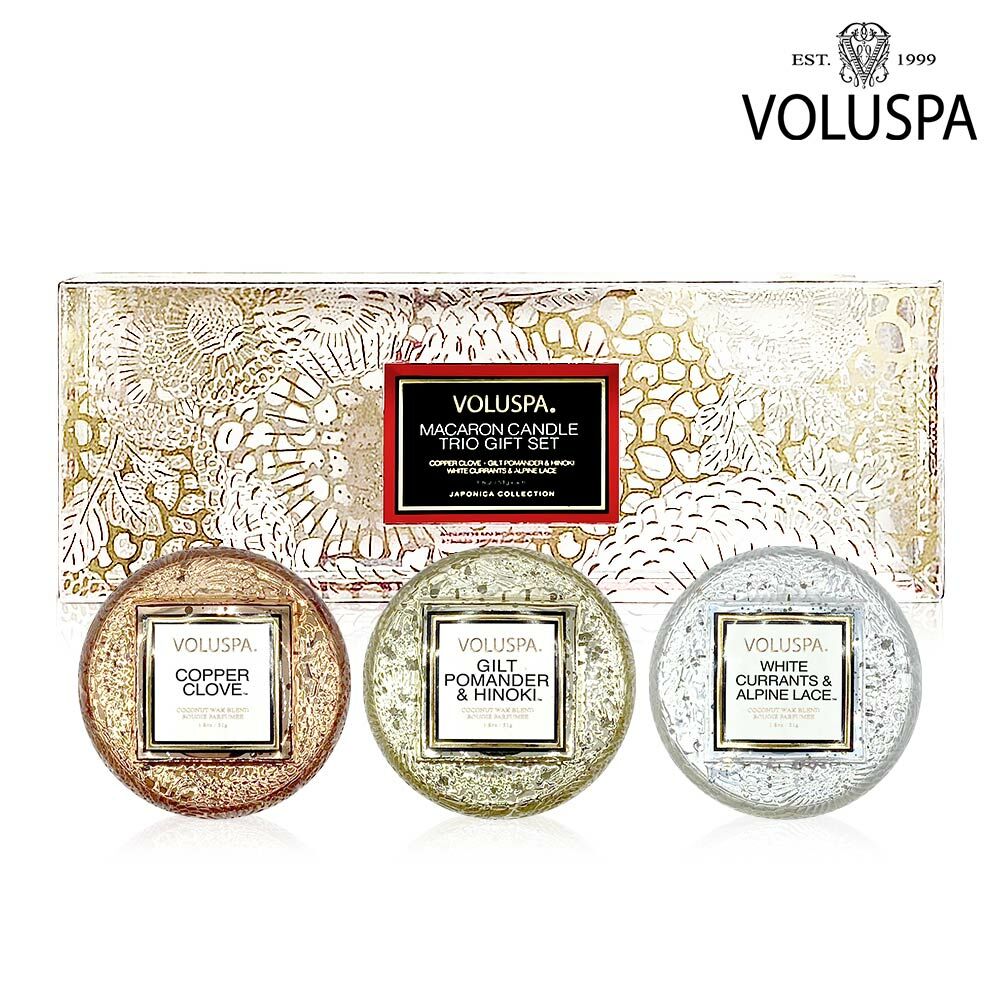 美國 VOLUSPA 日式庭園系列 馬卡龍假日香氛蠟燭禮盒 51gx3入 限量版