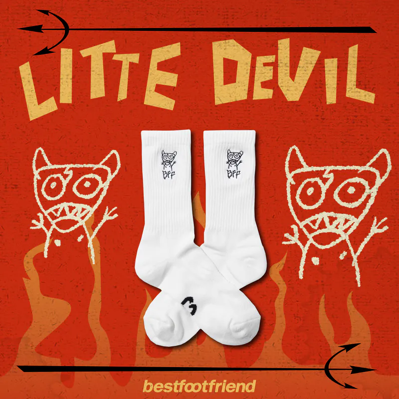 BFF Best foot friend Little Devil 小惡魔 刺繡 中筒襪 長襪【BF24005】