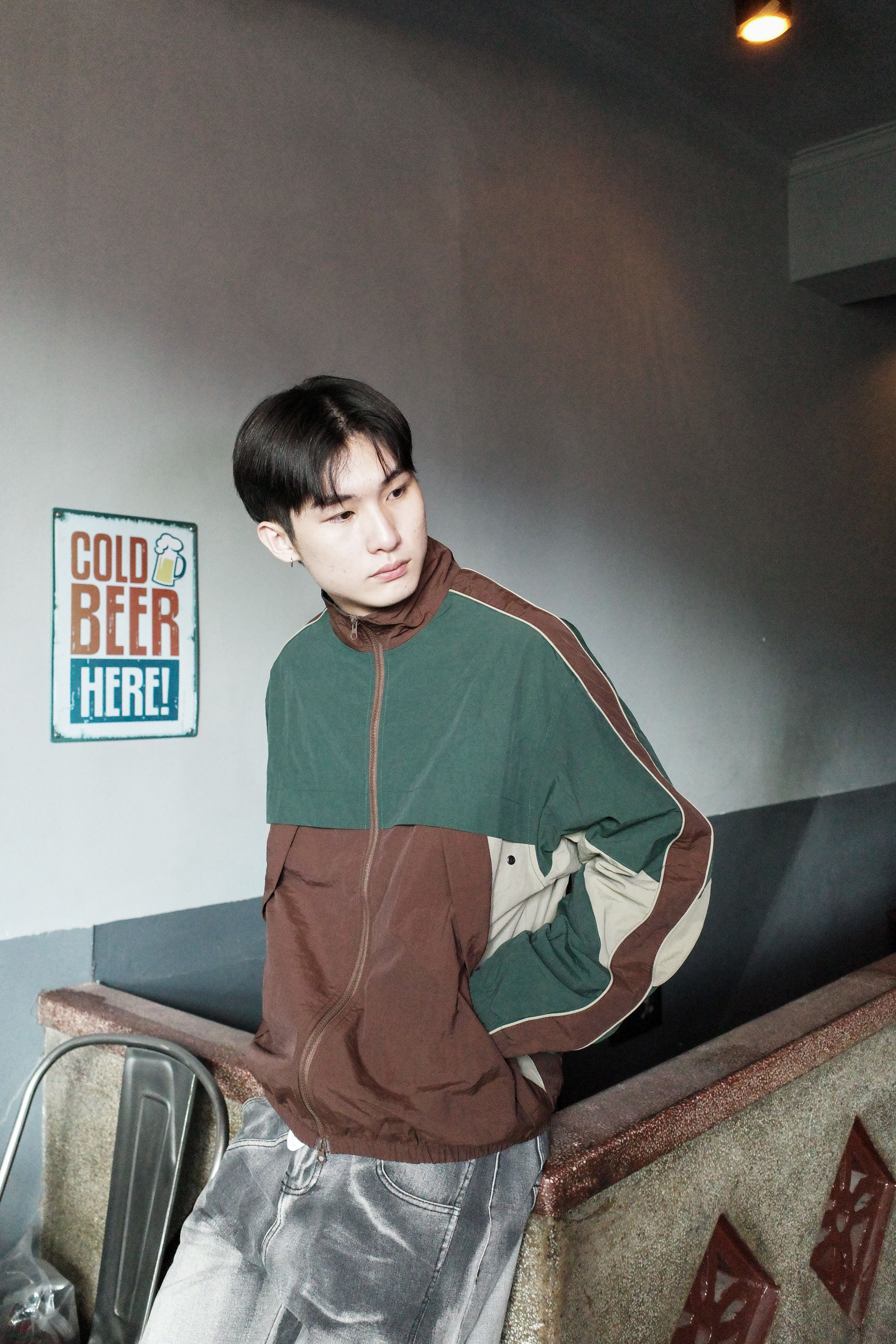 『Always_Good』撞色 拼接 立領 防風 外套