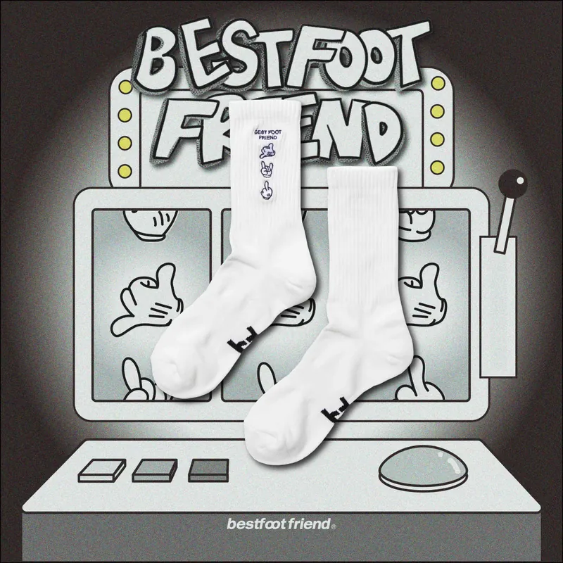 BFF Best foot friend Gesture sock手勢襪 刺繡 中筒襪 長襪【BF23097】