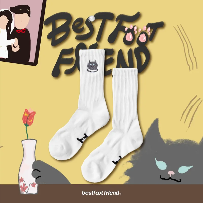 BFF Best foot friend Lord Cat 刺繡 中筒襪 長襪【BF23013】
