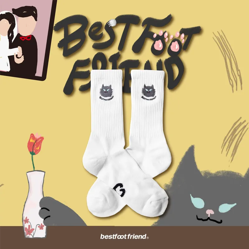 BFF Best foot friend Lord Cat 刺繡 中筒襪 長襪【BF23013】