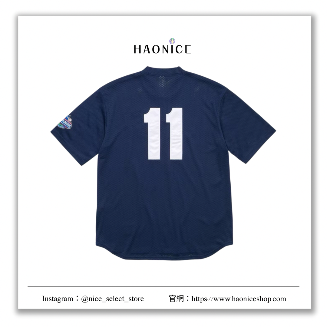 hao nice】 24FW Supreme Logo Baseball Henley S字母棒球短T 網眼短T