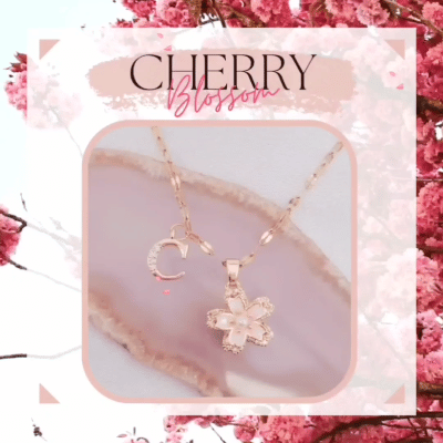 旋轉櫻花字母頸鏈