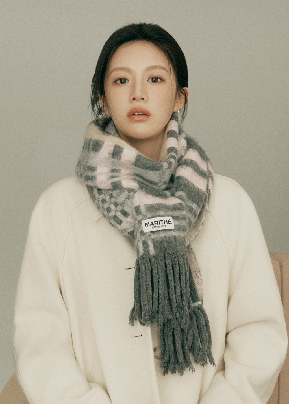 ★MARITHE★REGULAR LOGO CHECK CHUNKY MUFFLER MARITHE FRANCOIS GIRBAUD] REGULAR LOGO CHECK CHUNKY