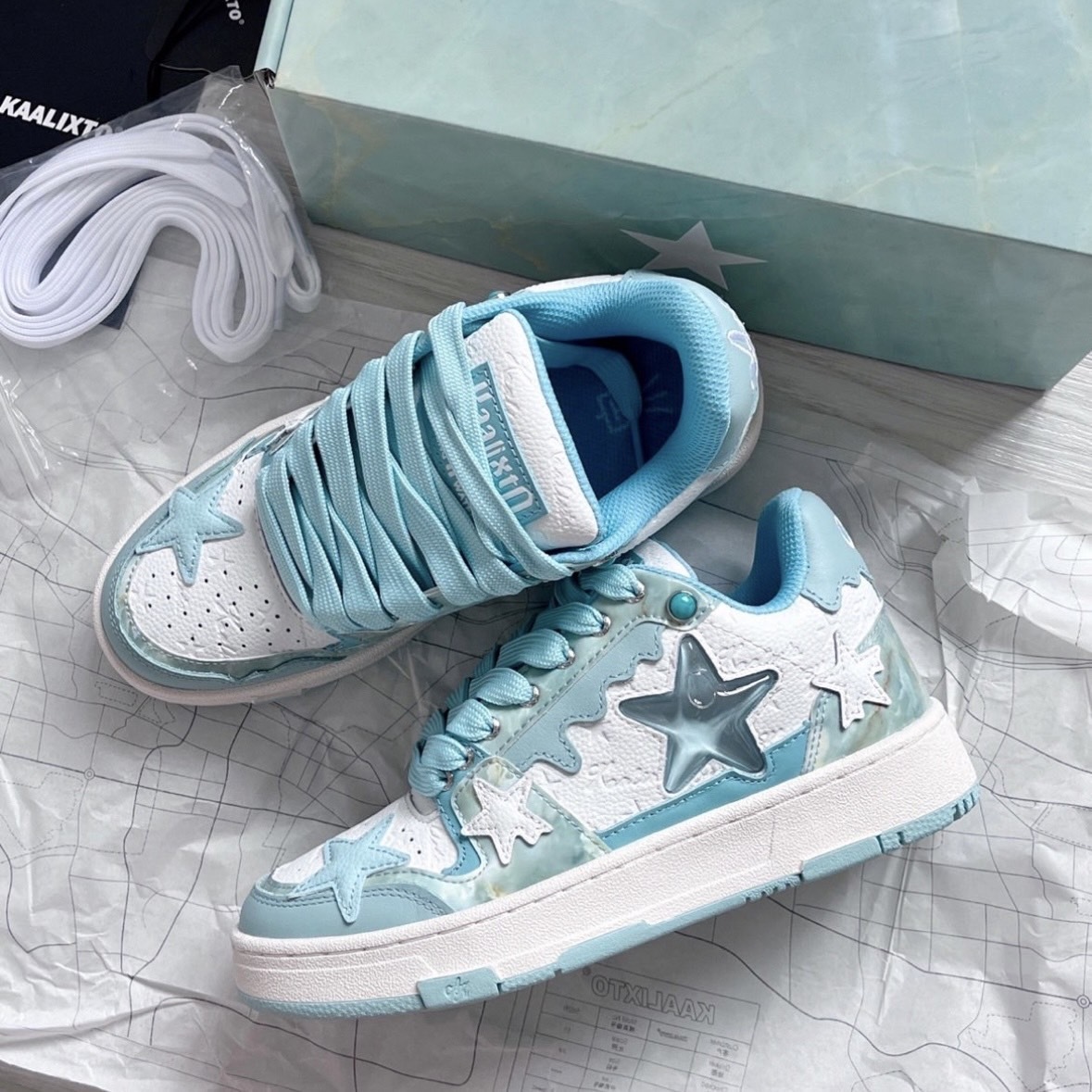 (寶藏鞋款) Kaalixto Spring City ”Constraint”  復古 薄荷藍綠 大理石紋 星星鞋 KSH221211