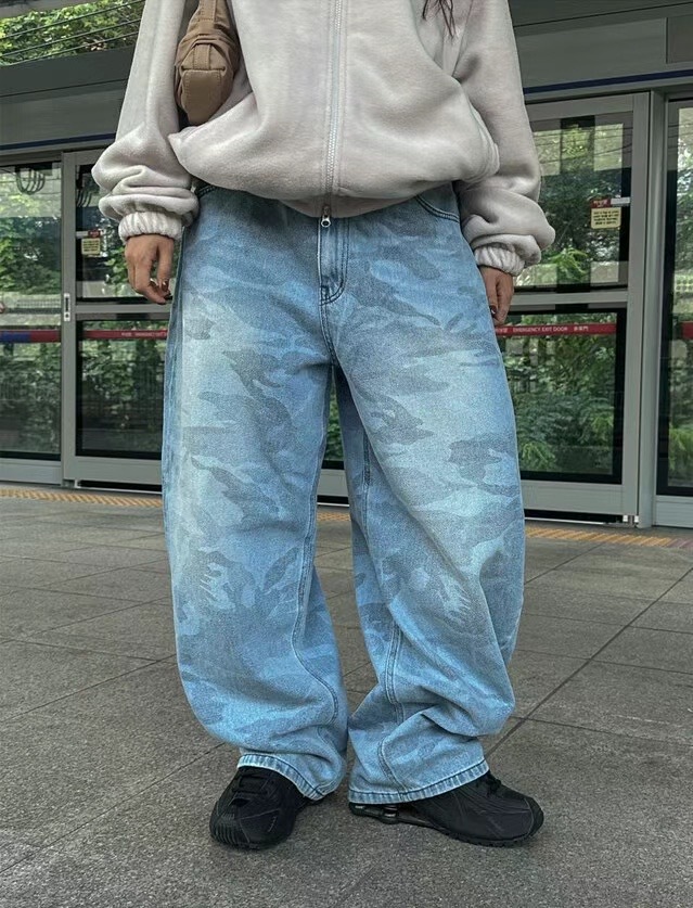 彎刀 廓形 豹紋 藍迷彩 牛仔褲