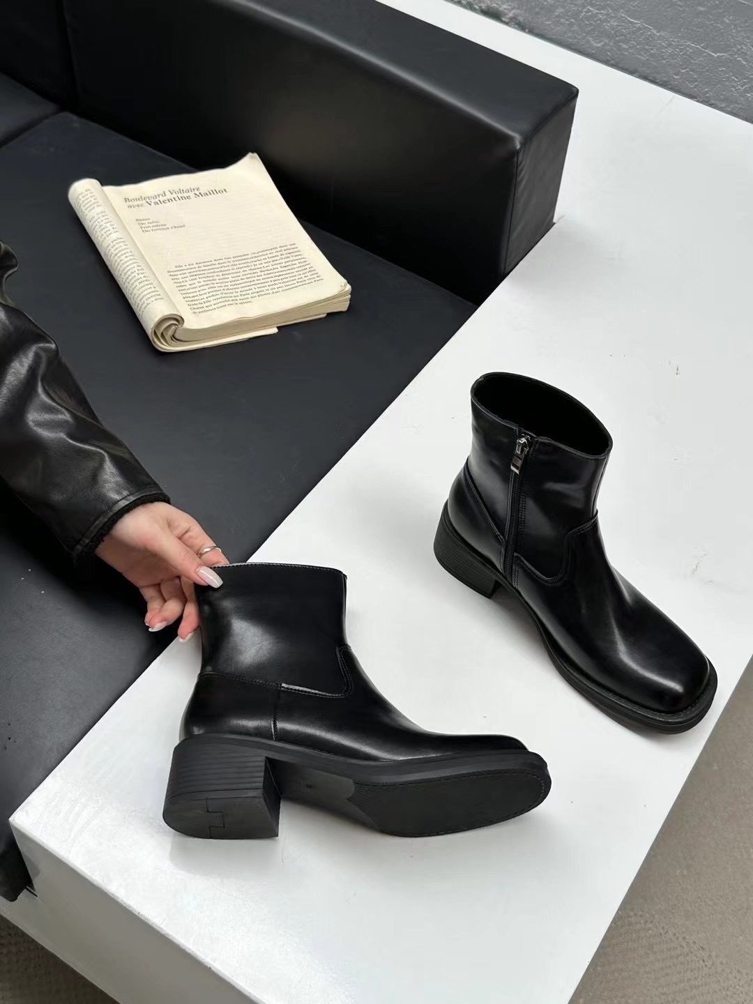 韓版復古方頭短靴