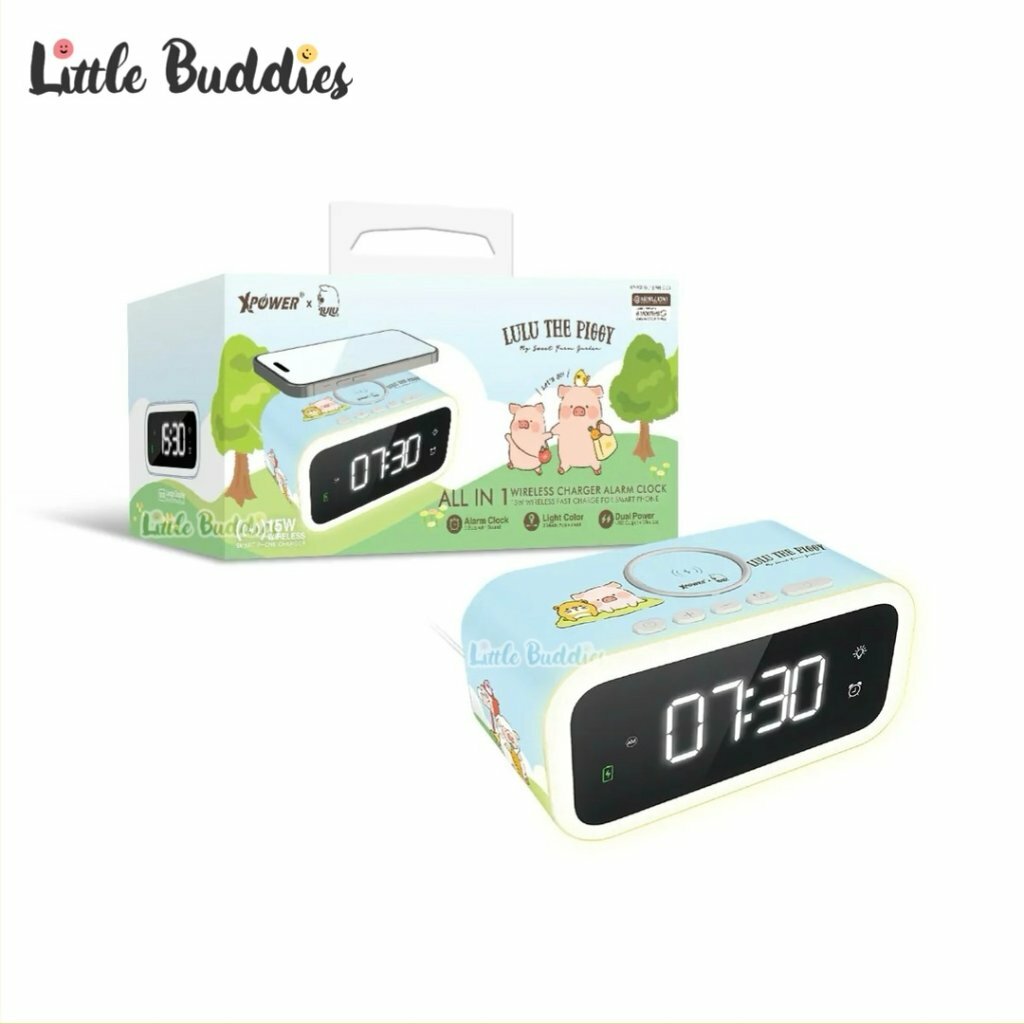 XPower Lulu The Piggy 15W 無線充電多合一夜燈鬧鐘