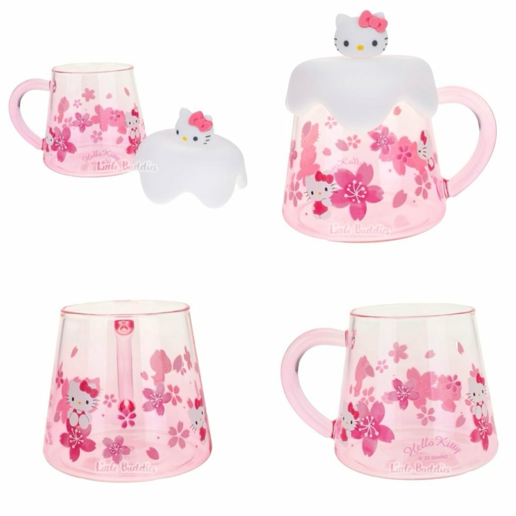 Sanrio 富士雪山玻璃杯連杯蓋