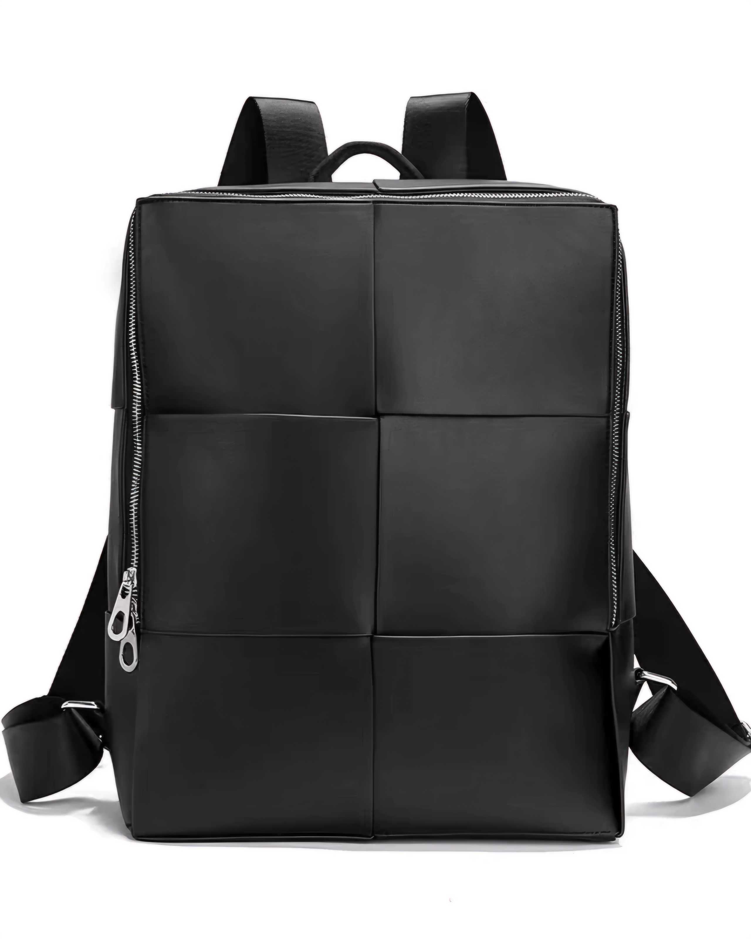 BV款真皮大編織方格後背包