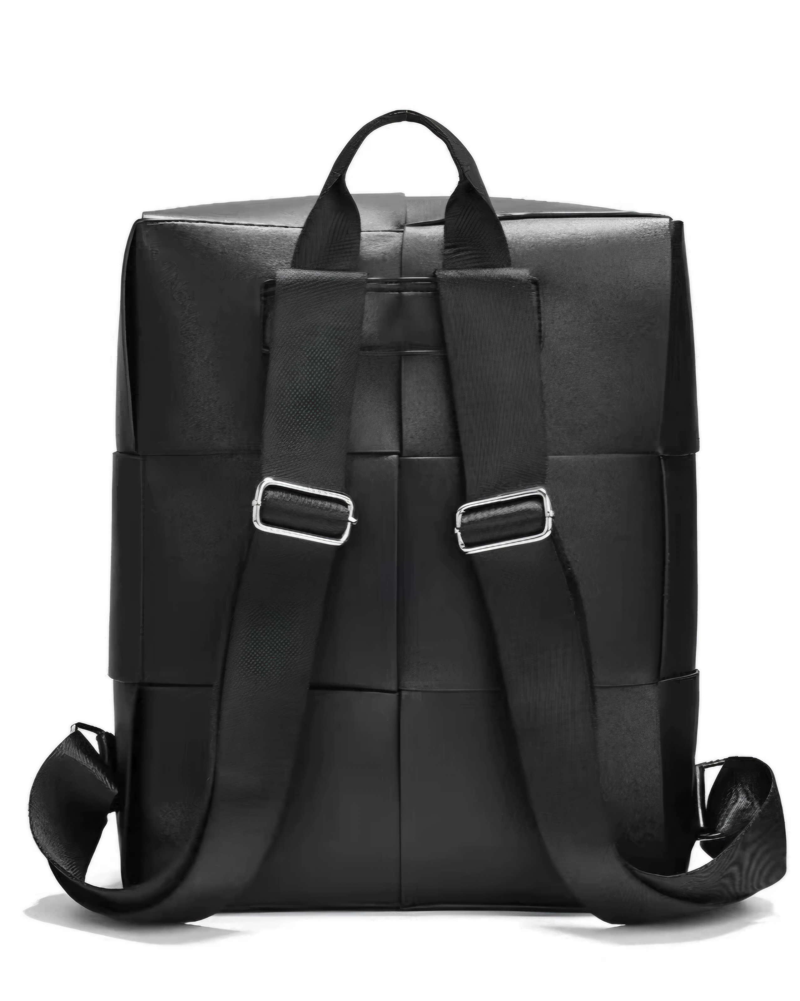 BV款真皮大編織方格後背包