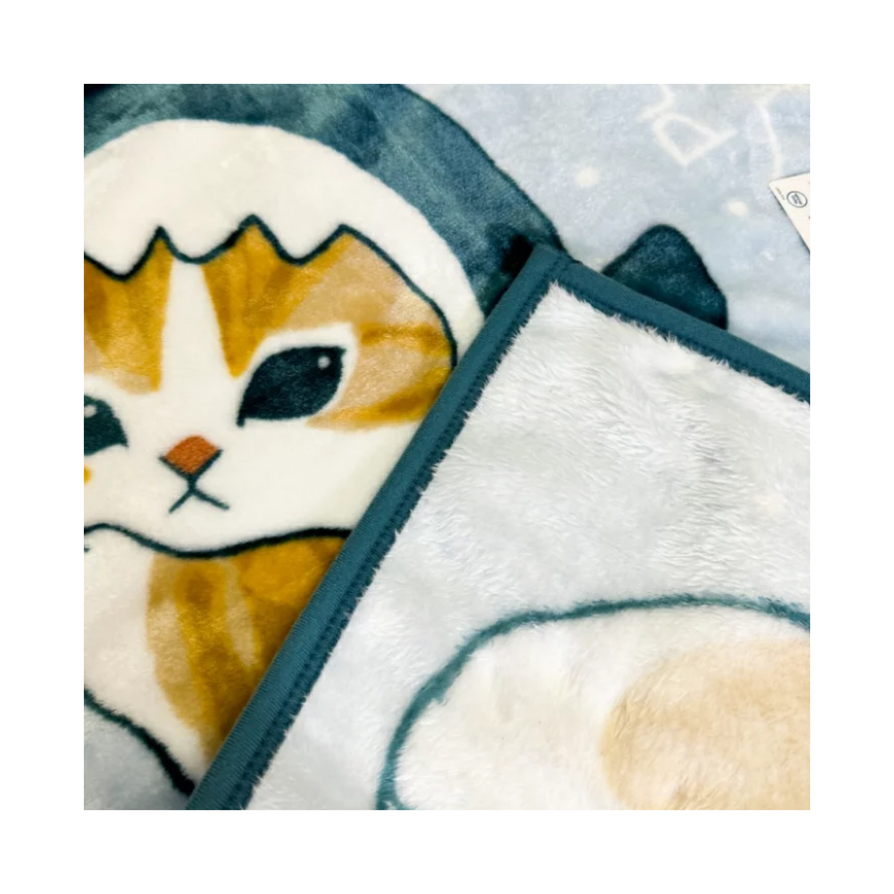 JP Mofusand 鯊魚貓貓 毛毯 藍 70x100 9973