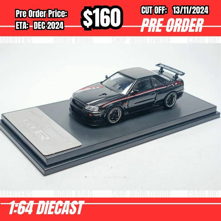 PO-$160 * Model Collect * 1:64 Nissan Skyline GTR R34 V-Spec II Black Nismo [OD12/11]