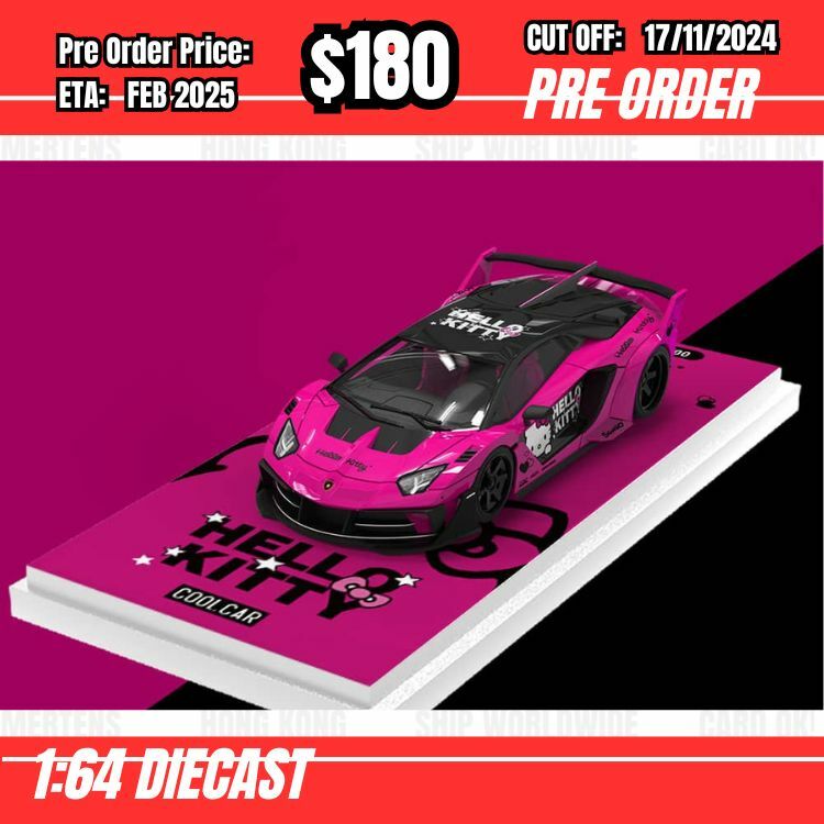 PO-$180 * Time Micro * 1:64 Lamborghini Aventador LP700-4 GT EVO Hello Kitty Rose Red [OD12/11]