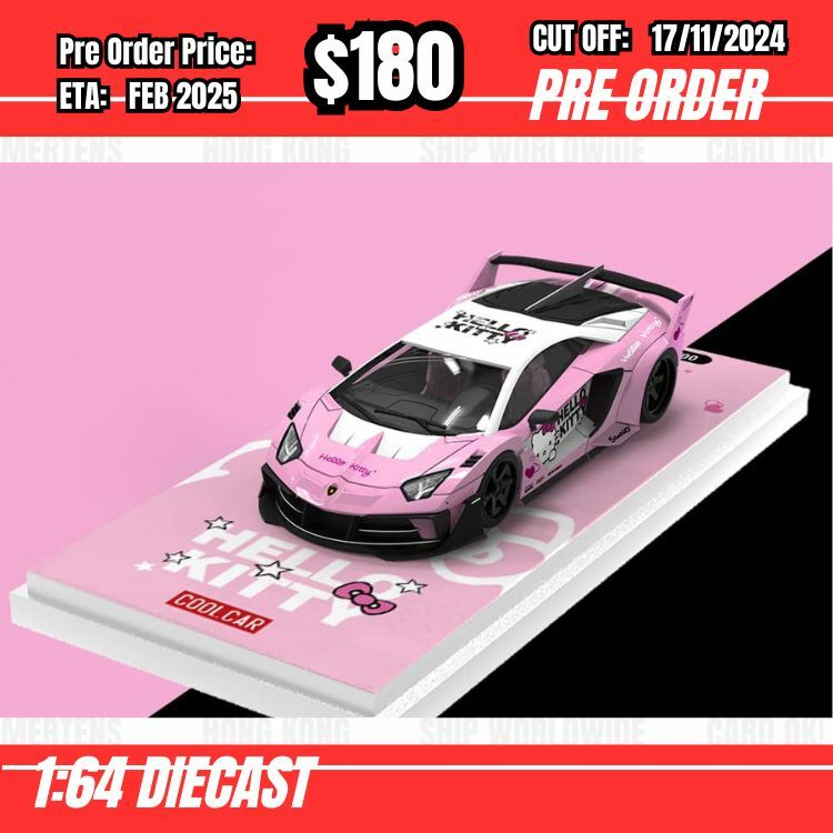PO-$180 * Time Micro * 1:64 Lamborghini Aventador LP700-4 GT EVO Hello Kitty Pink [OD12/11]