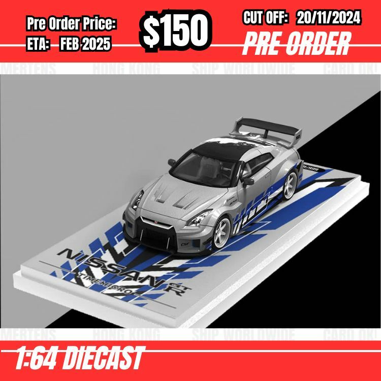 PO-$150 * Time Micro * 1:64 Nissan GTR R35 LB Silver Blue [OD12/11]