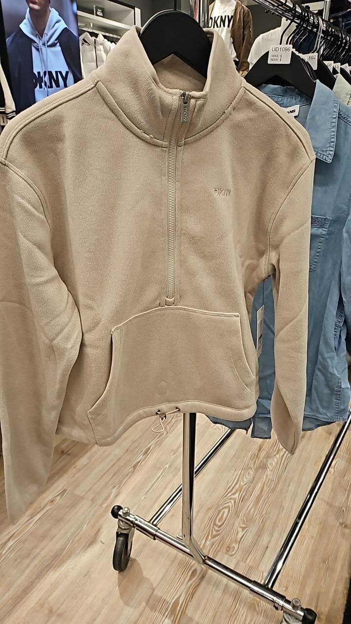 [S] DKNY HALF ZIP FLEECE PULLOVER,OAT, DP4T1068-OTA (SD1098)