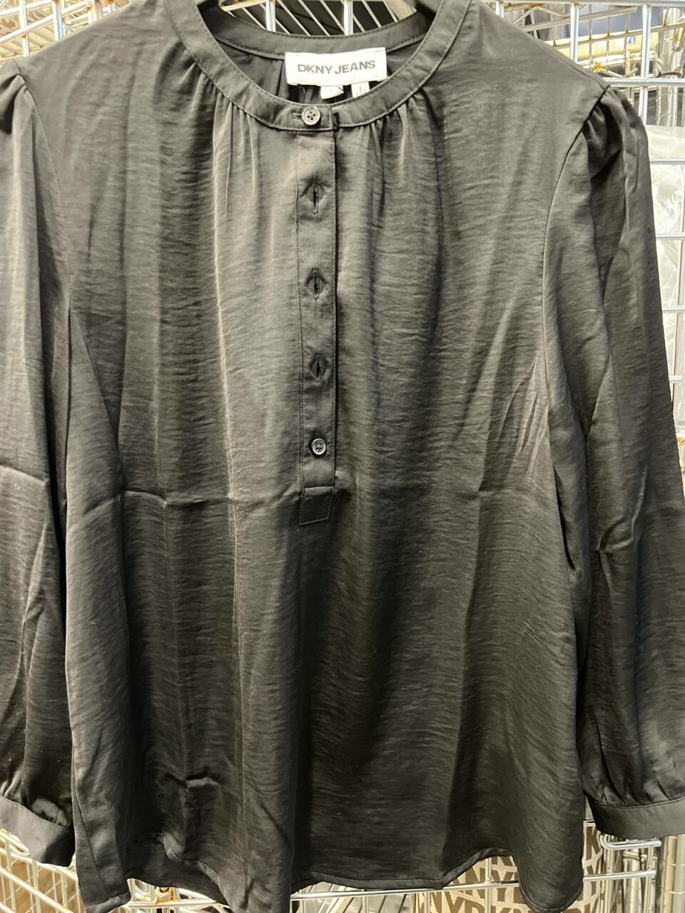 [S] DKNY JEWEL NECKLINE BUTTON HENLEY,BLACK, DJ4W2013-BLK (SD1099)