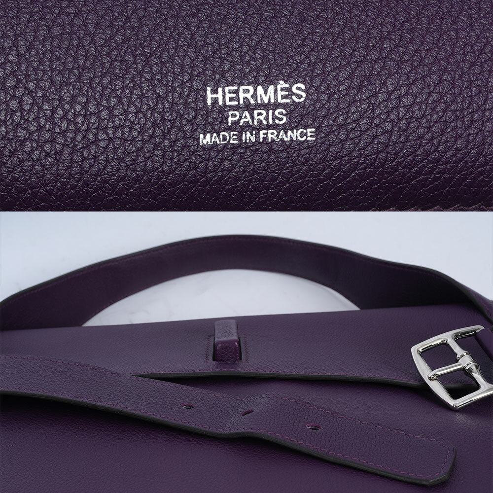 【HERMES】銀釦 Evercolor皮 Etribelt 皮帶扣設計手提包(極度紫)H065098CK5L