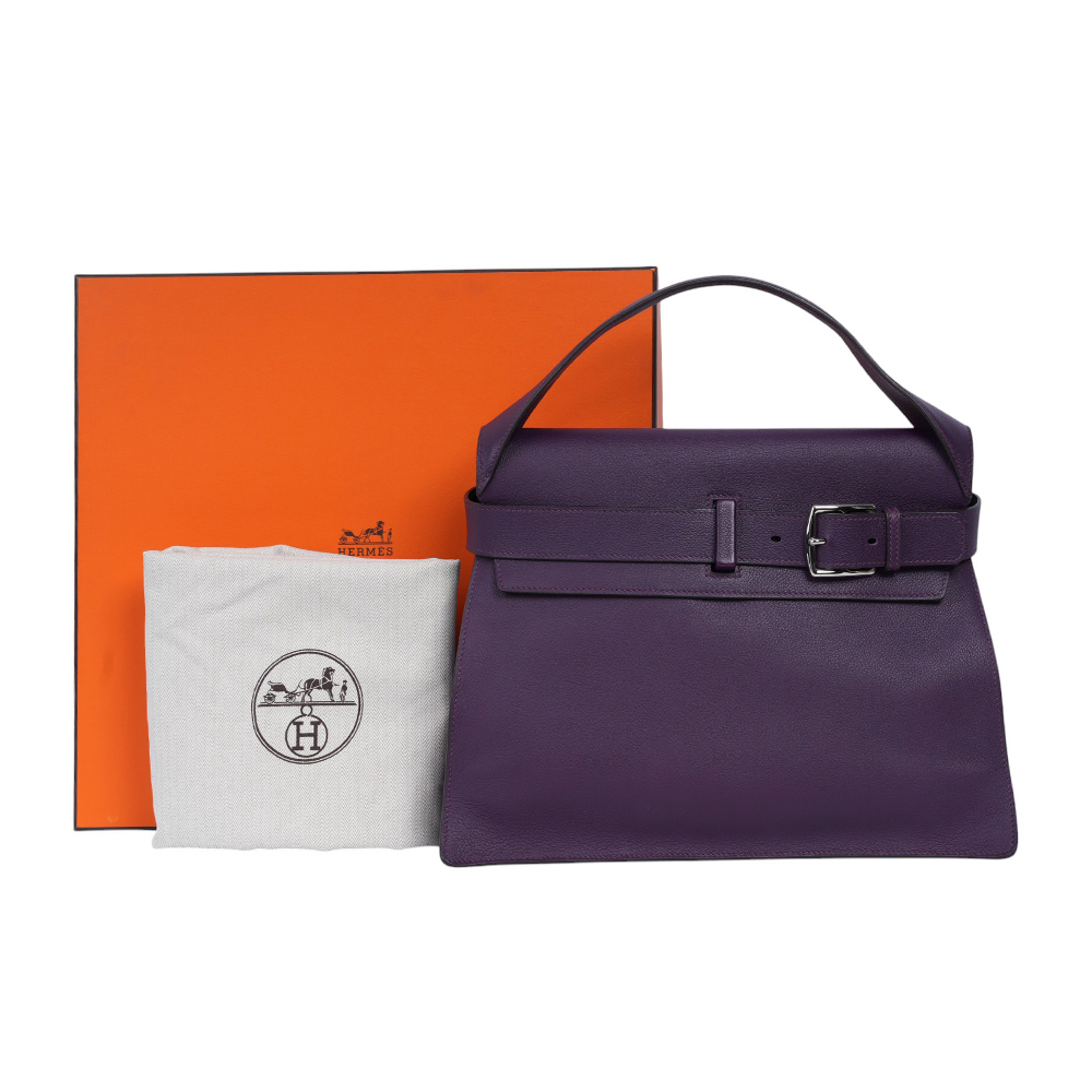 【HERMES】銀釦 Evercolor皮 Etribelt 皮帶扣設計手提包(極度紫)H065098CK5L
