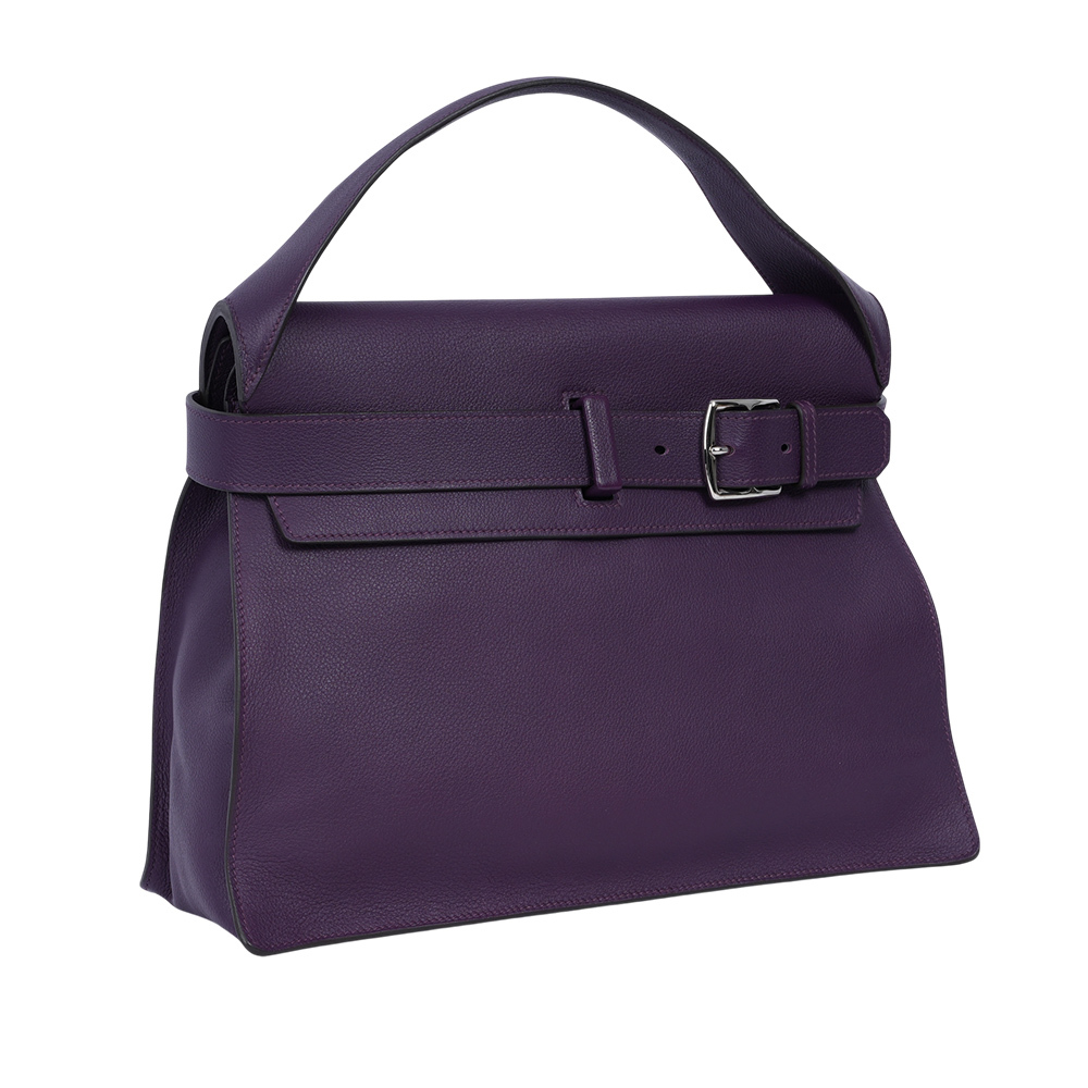 【HERMES】銀釦 Evercolor皮 Etribelt 皮帶扣設計手提包(極度紫)H065098CK5L
