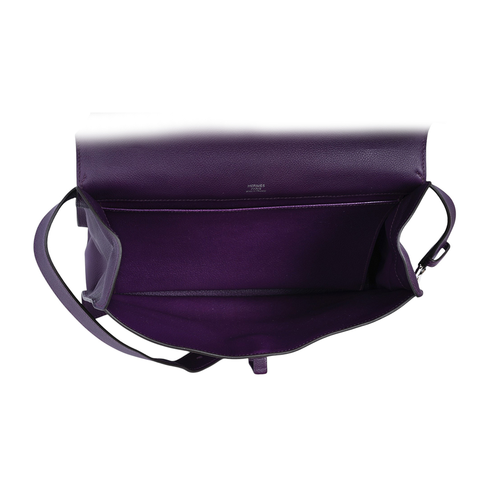 【HERMES】銀釦 Evercolor皮 Etribelt 皮帶扣設計手提包(極度紫)H065098CK5L