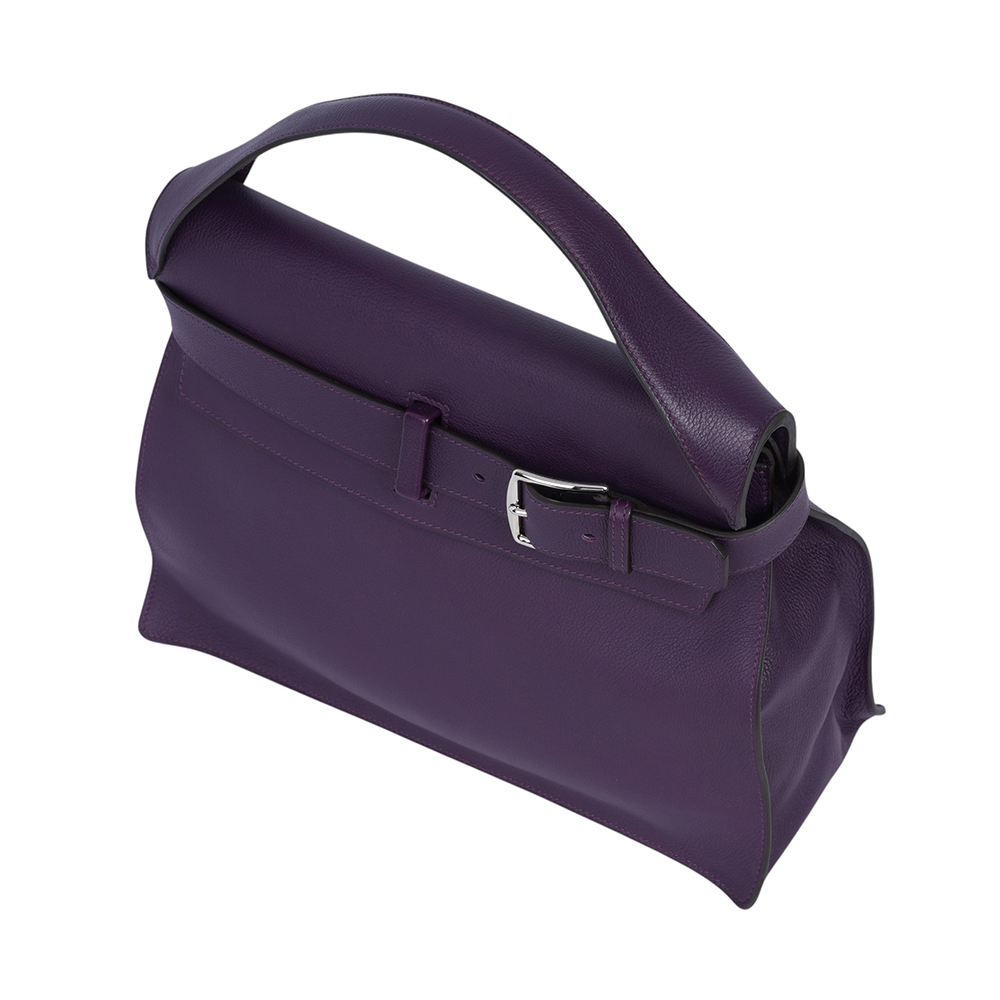 【HERMES】銀釦 Evercolor皮 Etribelt 皮帶扣設計手提包(極度紫)H065098CK5L