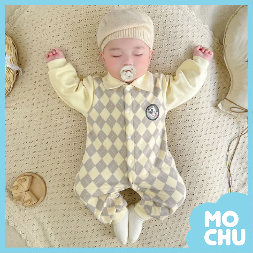 格子米奇加絨翻領連身衣