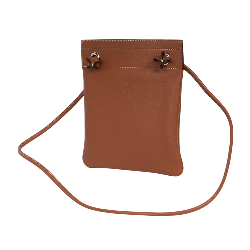 【HERMES】Cheri 小牛皮 Aline Mini 短背帶斜背包(金棕色)H077669CK37