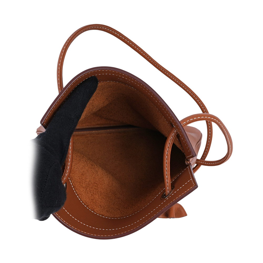 【HERMES】Cheri 小牛皮 Aline Mini 短背帶斜背包(金棕色)H077669CK37