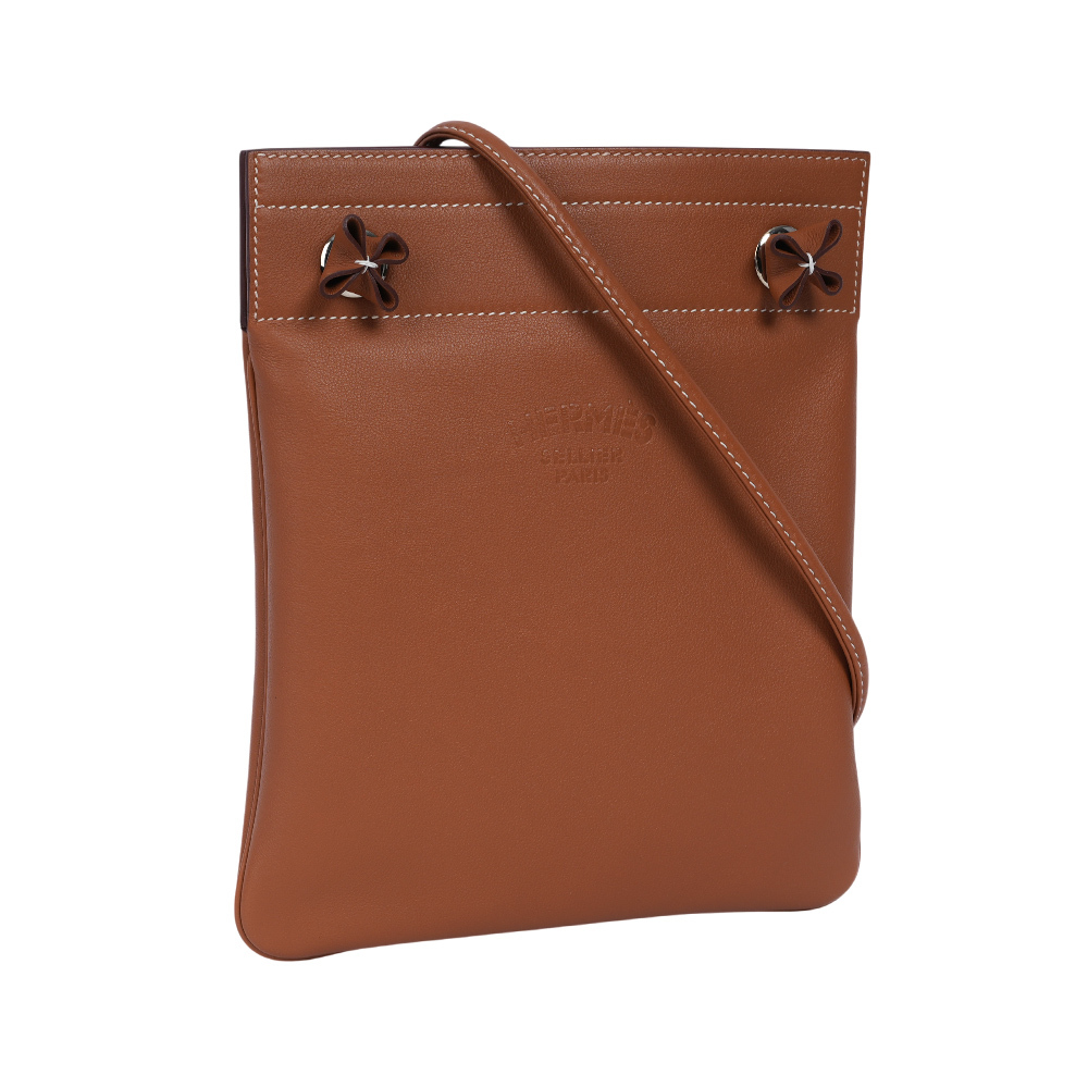 【HERMES】Cheri 小牛皮 Aline Mini 短背帶斜背包(金棕色)H077669CK37