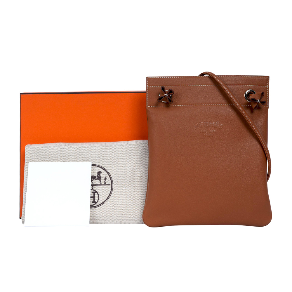 【HERMES】Cheri 小牛皮 Aline Mini 短背帶斜背包(金棕色)H077669CK37