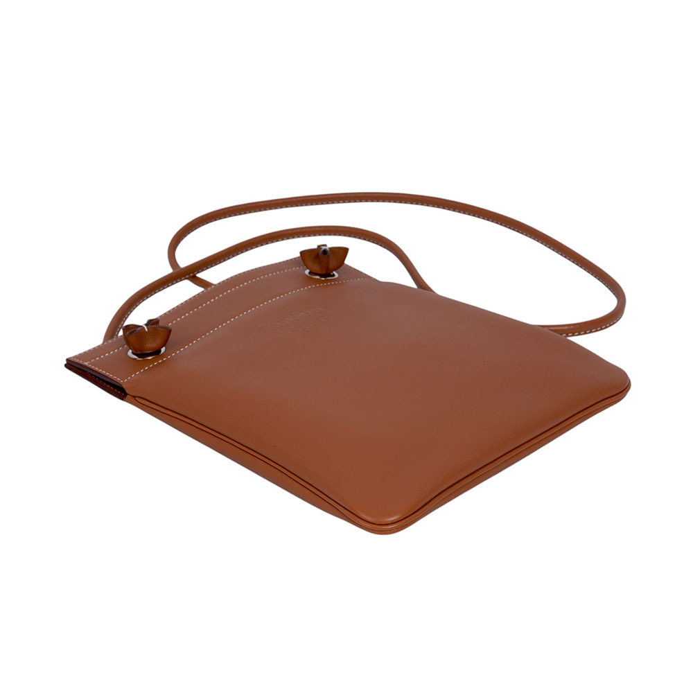 【HERMES】Cheri 小牛皮 Aline Mini 短背帶斜背包(金棕色)H077669CK37