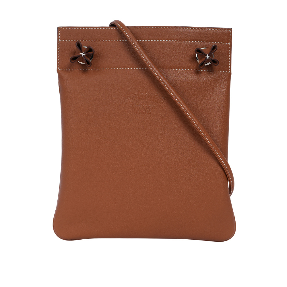【HERMES】Cheri 小牛皮 Aline Mini 短背帶斜背包(金棕色)H077669CK37