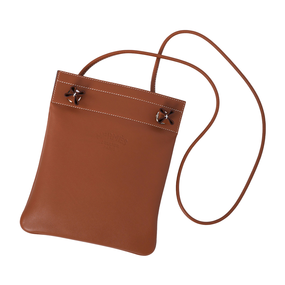 【HERMES】Cheri 小牛皮 Aline Mini 短背帶斜背包(金棕色)H077669CK37