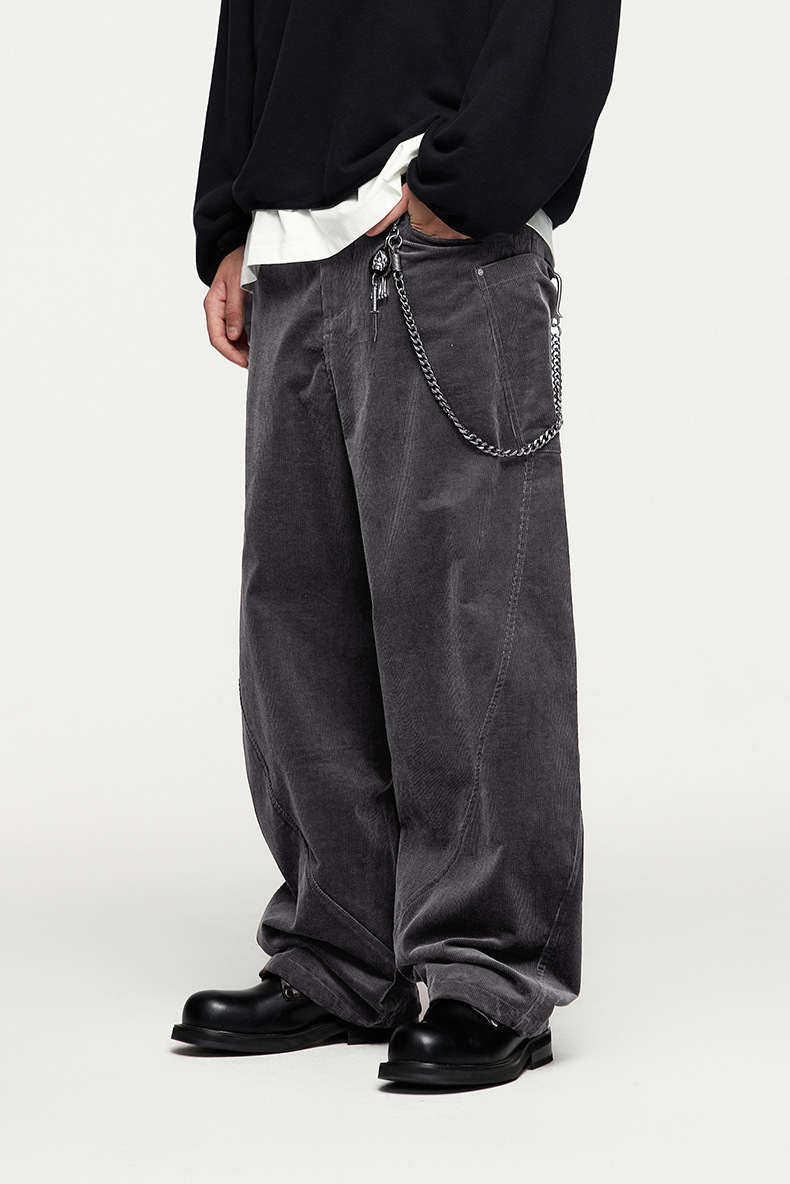 彎刀剪裁燈芯絨長褲