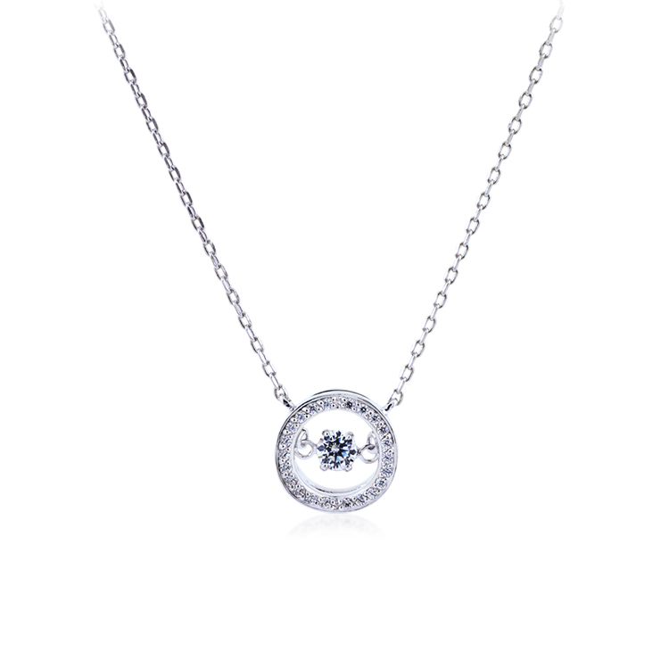 925純銀 「太陽」閃爍動感晶鑽 套鍊 (16吋+2公分延長鍊)-SDS0037