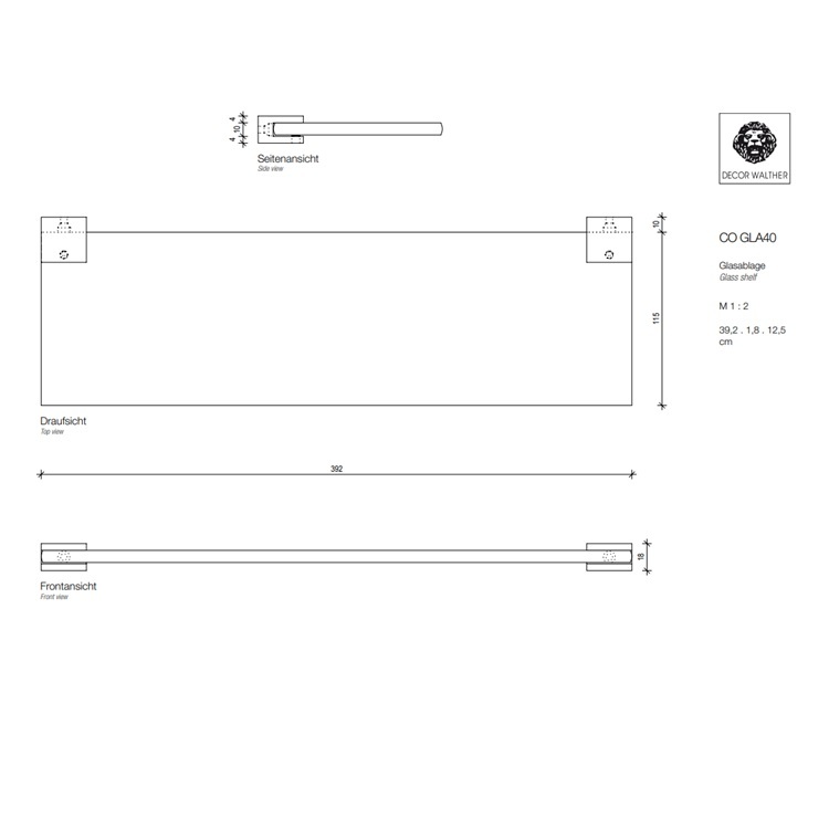 Décor Walther CO GLA 40 (0560900) 400mm Glass Shelf