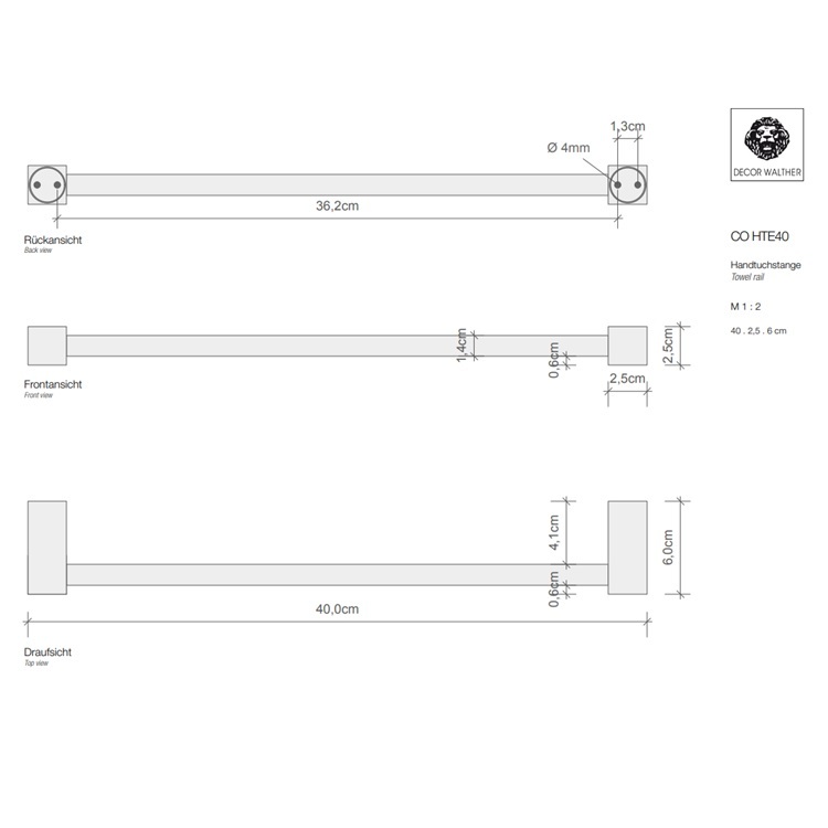 Décor Walther CO HTE40 (0560100) 400mm Towel Rail