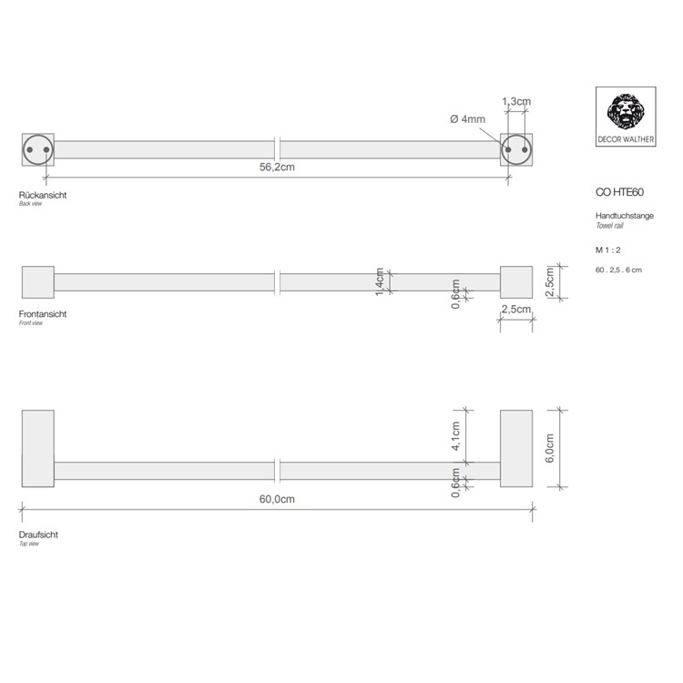 Décor Walther CO HTE60 (0560200) 600mm Towel Rail