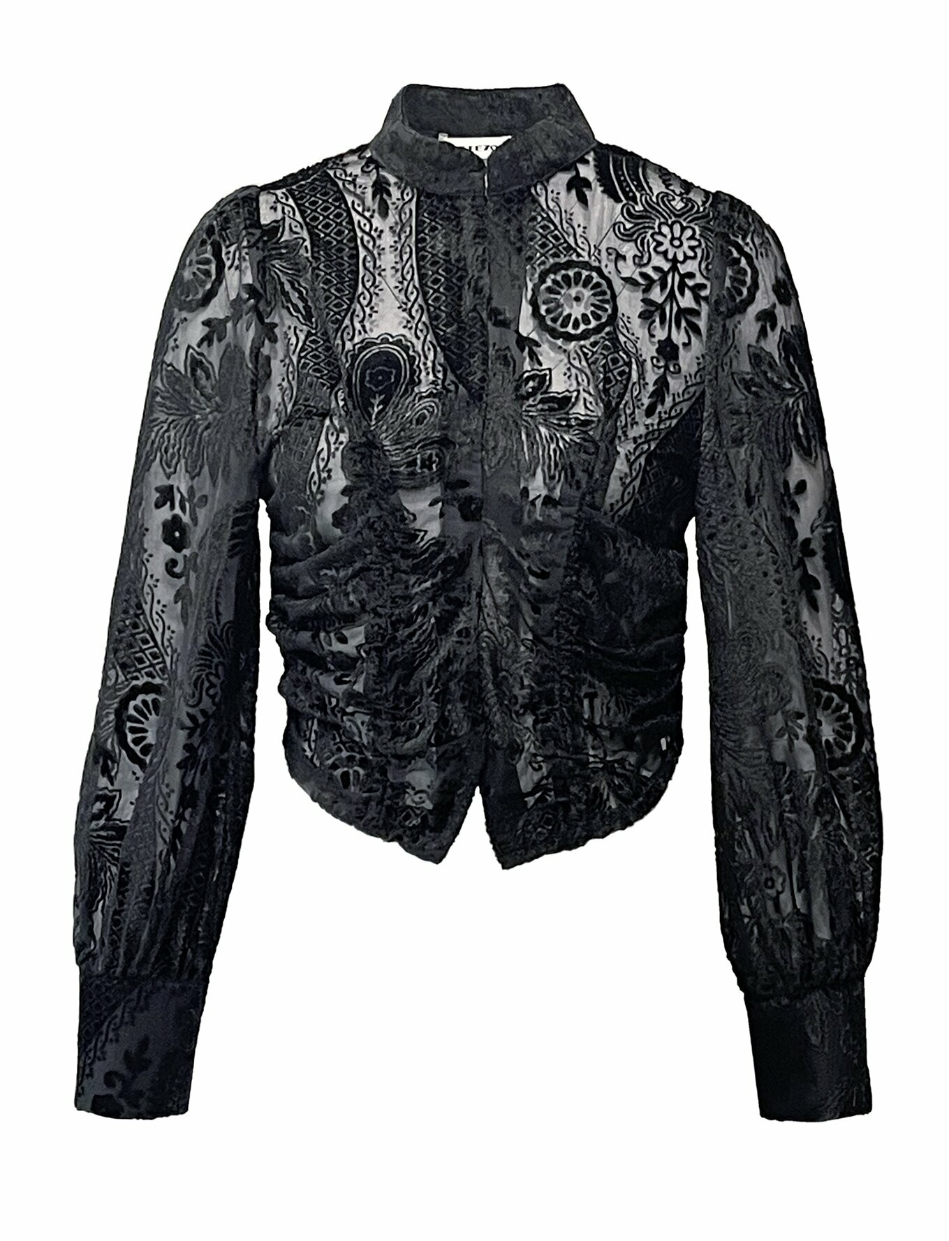 BD15016A1莊園城堡絲絨燒花薄紗襯衫