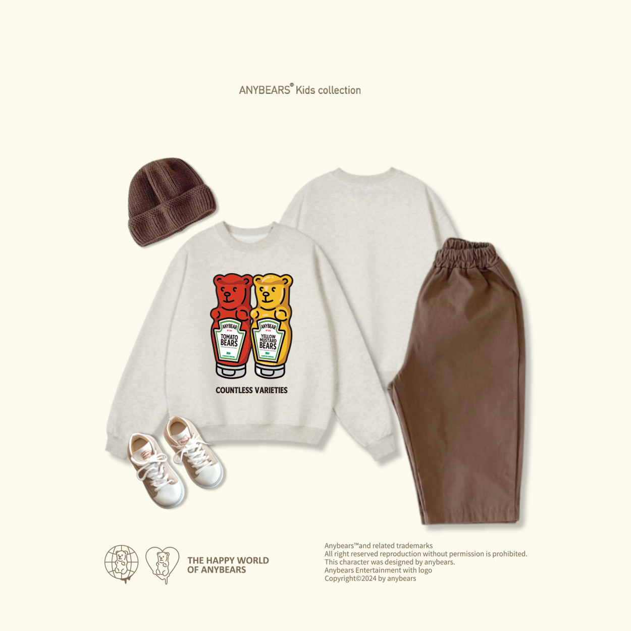 ANYBEARS® Kids Sweatshirts  Sauce BEAR 醬料熊兒童大學T