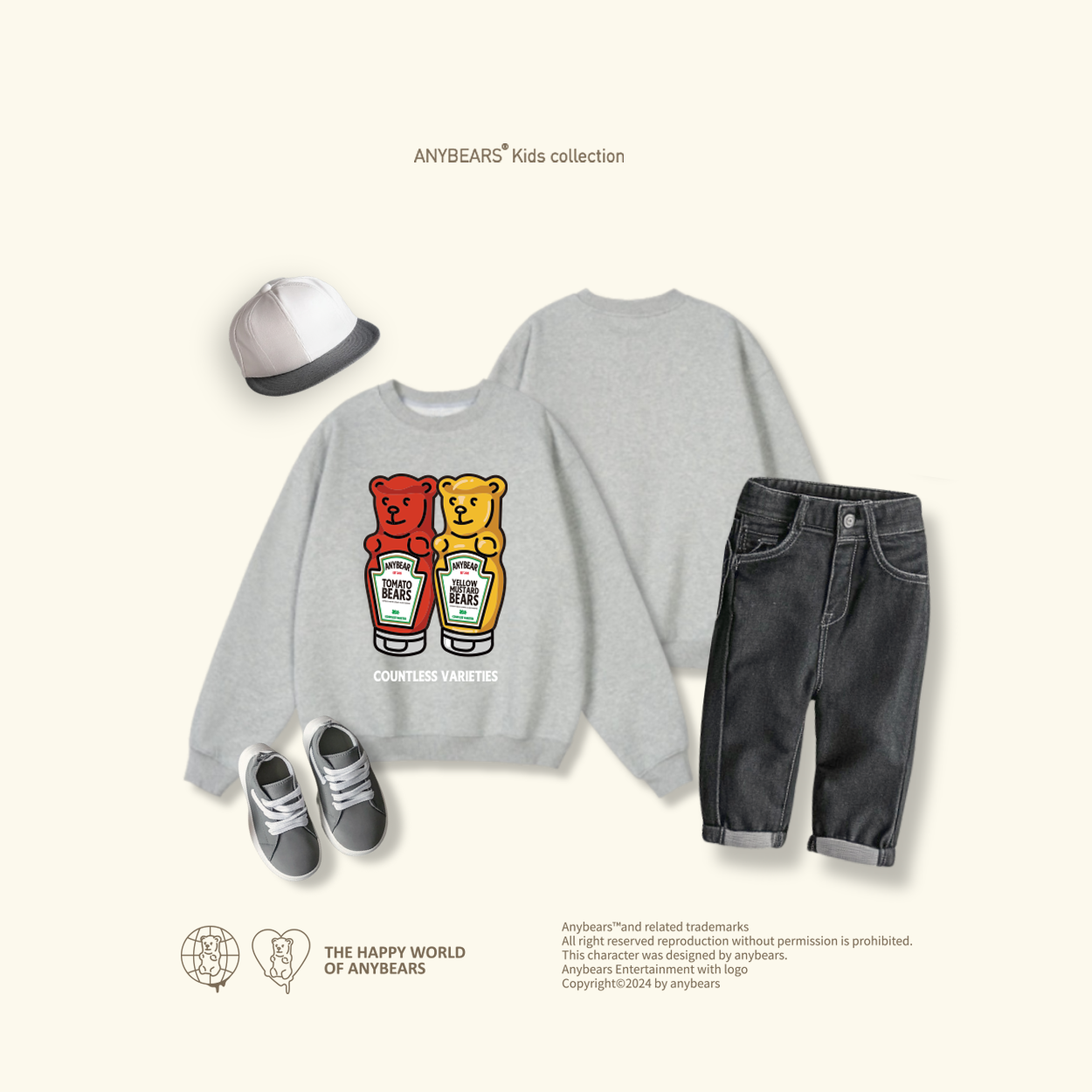 ANYBEARS® Kids Sweatshirts  Sauce BEAR 醬料熊兒童大學T