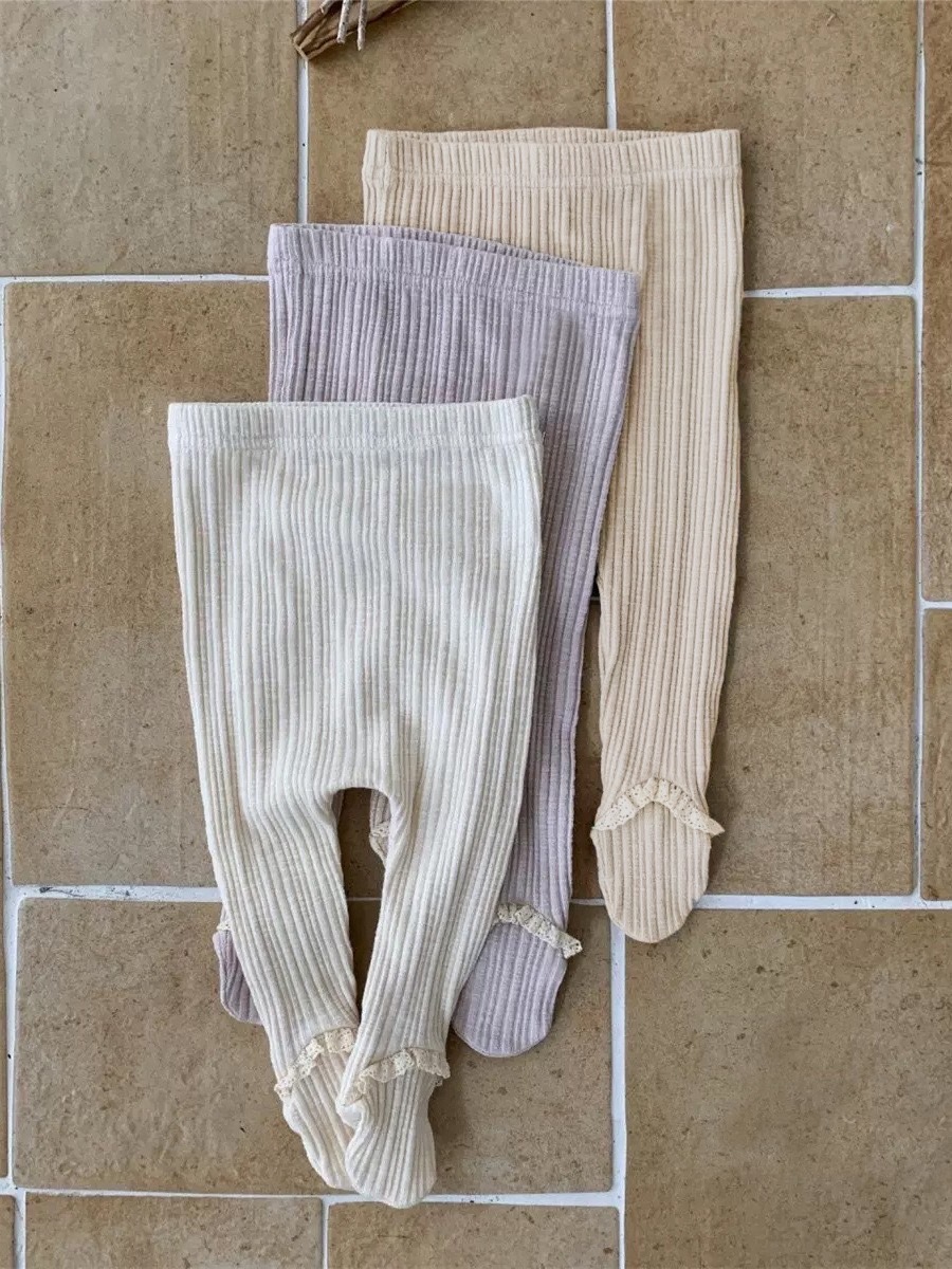 坑條包腳花邊內搭褲