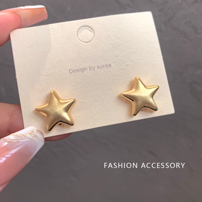 磨砂胖星星耳環